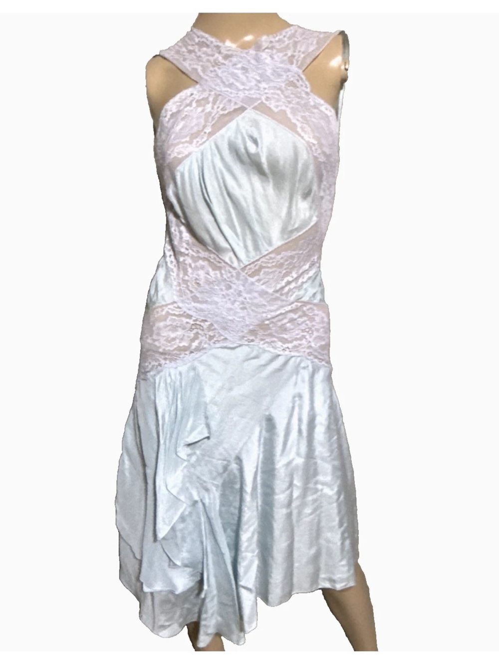 Nina Ricci Runway Blue Silk Floral Lace Embroidered A-Line Dress US 2 4 / FR 36
